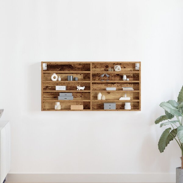 Kiállító szekrény polcokkal Öreg fa 100 x 8,5 x 50 cm Faanyag