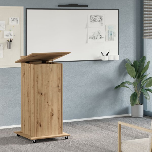Előadóterem Podium Kerekekkel Ásvány Tölgy Műszakilag Kezelt Fa