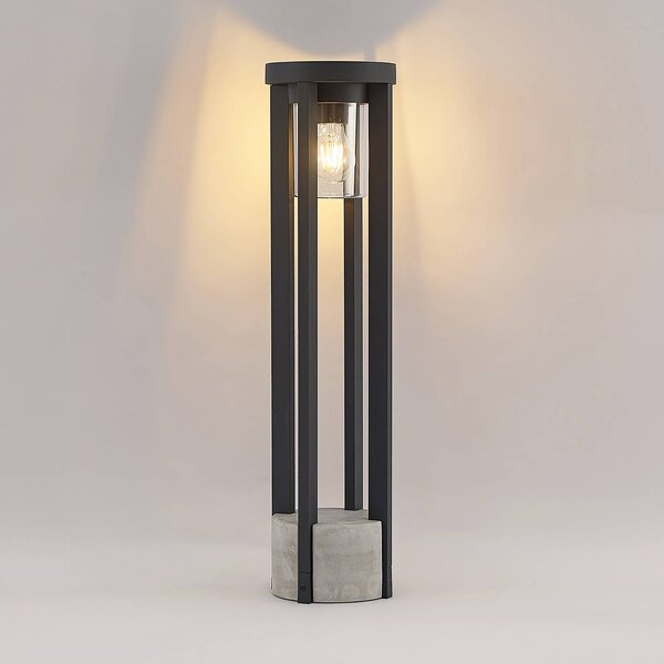 Lucande ösvényvilágítás Overa, szürke, fém, 68 cm, IP44, E27, dimmelhető, Alu / szürke / cink, Alumínium, Modern