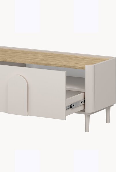 Amilio fiókos lábas TV szekrény 220 cm - kasmír / olajozott tölgy / kasmír fogantyúk