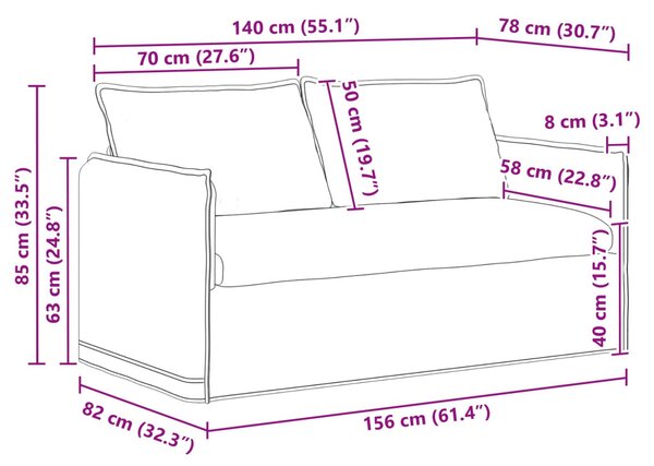 VidaXL Kanapé Fekete 156 x 82 x 85 cm szövet