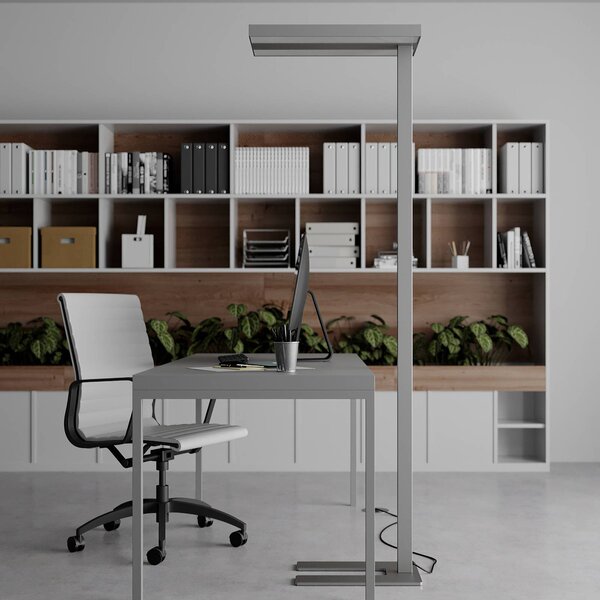 Arcchio LED álló lámpa Logan Basic, ezüst, 6000 lm, dimmelhető, dimmelhető, Alu / szürke / cink, Dolgozószoba / Iroda, Alumínium, Modern