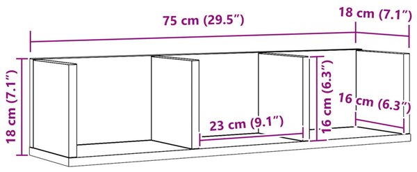 CD Falipolc Fekete Tölgy 75x18x18 cm Mérnöki Fa