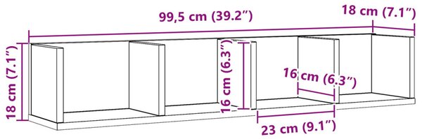 CD Falipolc Fekete Tölgy 100x18x18 cm Mérnöki Fa