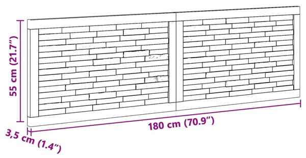Fejtámla Falra szerelhető Természetes 180 cm Tömör Teakfa