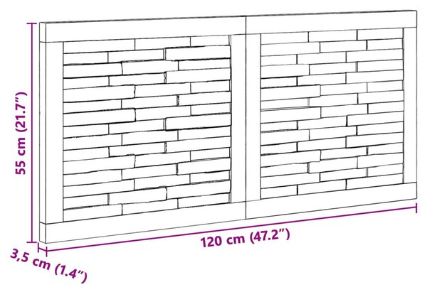 Fejtámla Falra szerelhető Természetes 120 cm Tömör Teakfa