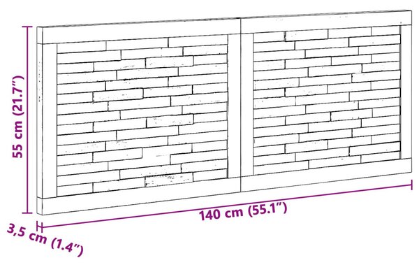 Fejtámla Falra szerelhető Természetes 140 cm Tömör Teakfa