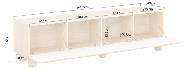 Arlo TV-szekrény 200 cm négyajtós - vicenza tölgy