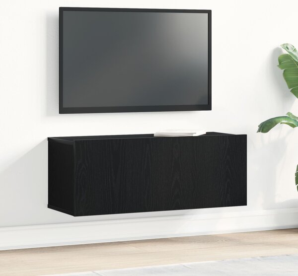 TV szekrény 80 x 30 x 30 cm Fekete tölgy Szerelt Fa