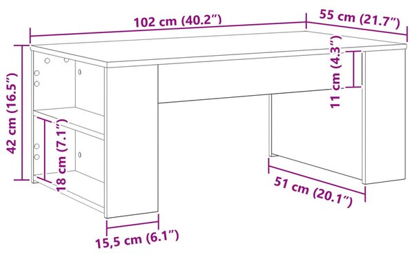 Dohányzóasztal Fekete tölgy 102 x 55 x 42 cm Faanyag