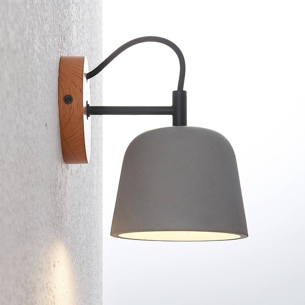 Lucande fali lámpa Kalinda, 2 darabos szett, szürke, beton, E14, dimmelhető, Alu / szürke / cink, Nappali / Étkező, Beton, Skandináv
