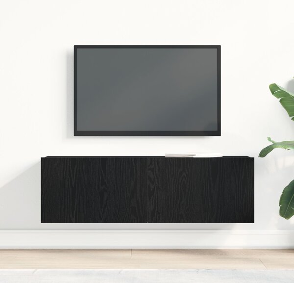 TV szekrény 100 x 30 x 30 cm Fekete tölgy Szerelt Fa