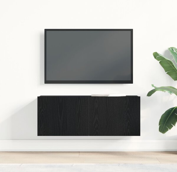 TV szekrény 80 x 30 x 30 cm Fekete tölgy Szerelt Fa