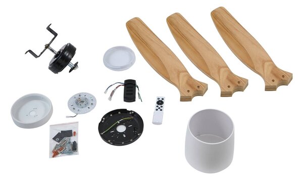 Lucande LED mennyezeti ventilátor Faipari, fehér, DC, csendes, 132cm, Fehér / opál, Nappali / Étkező, fém, Modern