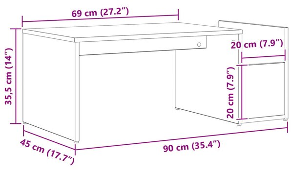 Fekete Tölgy Kávézó Asztal 90x45x35 cm Műgyanta