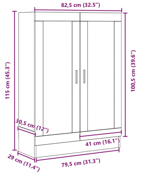 Könyvespolc Fekete Tölgy 82,5x30,5x115 cm Mérnöki Fa