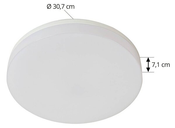 PRIOS Prios Wynion LED mennyezeti lámpa CCT DIP kapcsoló 30cm, dimmelhető, Fehér / opál, Fürdőszoba, Műanyag, Modern