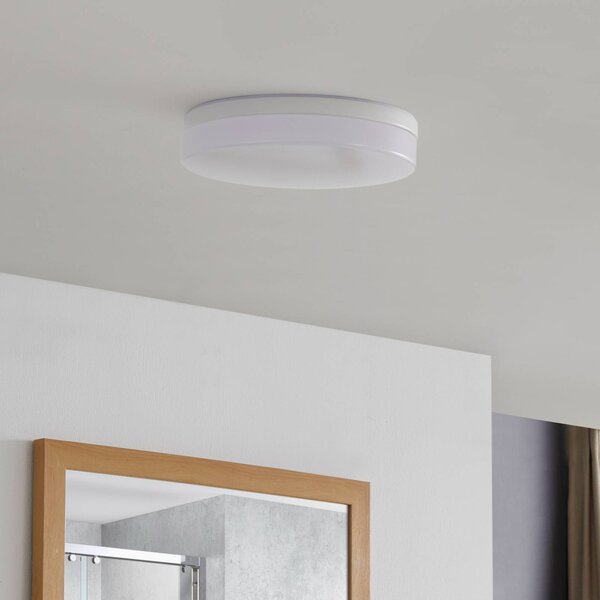 PRIOS Prios Wynion LED mennyezeti lámpa CCT DIP kapcsoló 30cm, dimmelhető, Fehér / opál, Fürdőszoba, Műanyag, Modern