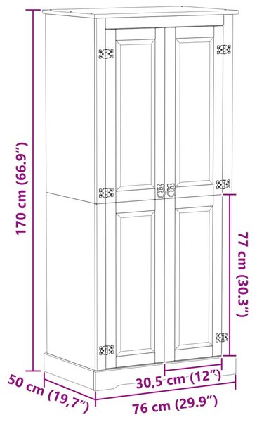 Szekrények polcokkal Fehér 76 x 50 x 170 cm Tömör fenyőfa