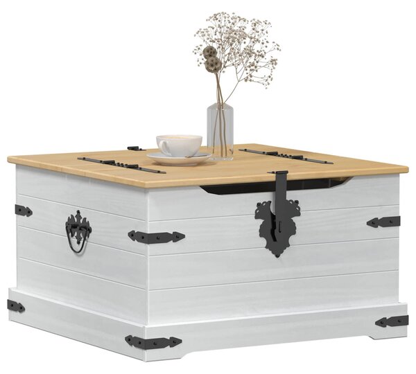 Storage box polcokkal Fehér 78 x 78 x 45 cm Tömör fenyőfa