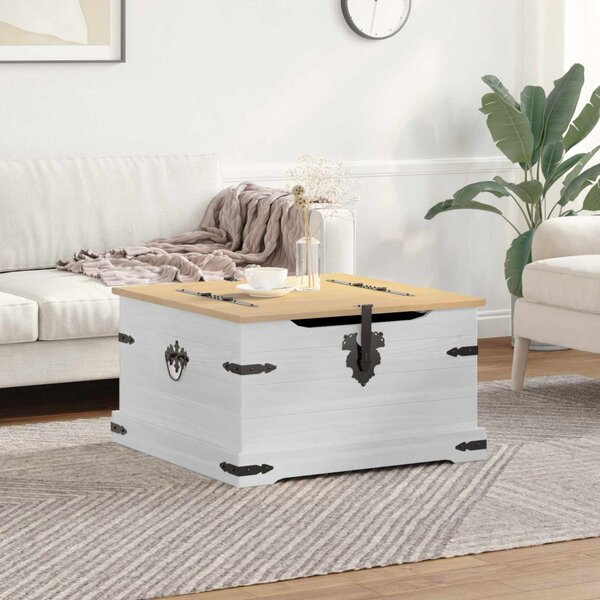 Storage box polcokkal Fehér 78 x 78 x 45 cm Tömör fenyőfa