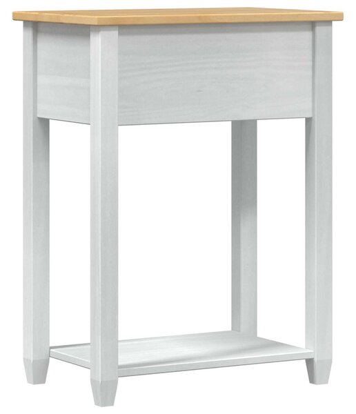 Konzolasztal fiókkal Fehér 55 x 35 x 73 cm Tömör fenyőfa