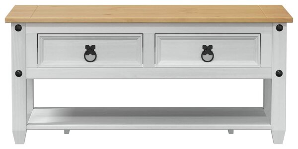 Dohányzóasztal fiókkal Fehér 100 x 48 x 45 cm Tömör Fenyőfa