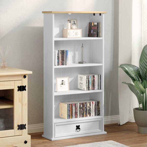 CD tároló Fehér 52 x 17.5 x 103 cm Tömör fenyőfa