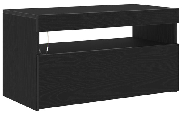 TV szekrény LED-del Fekete tölgy 75 x 35 x 40 cm Faanyag