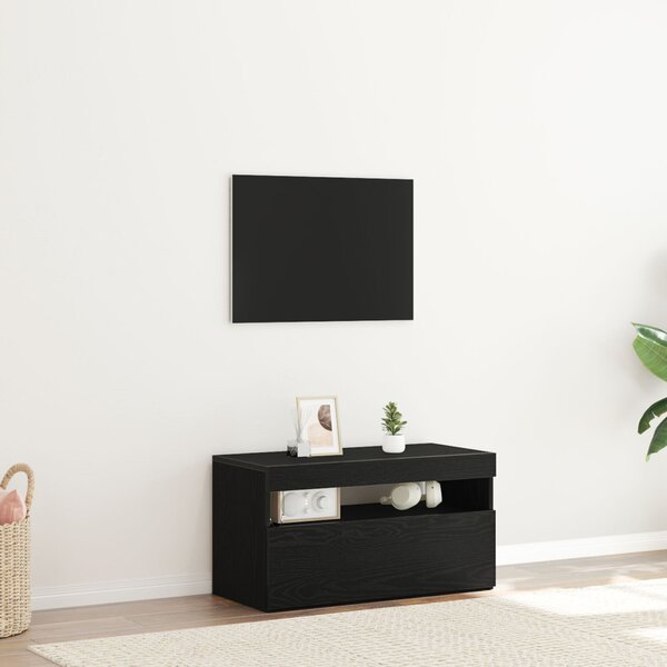 TV szekrény LED-del Fekete tölgy 75 x 35 x 40 cm Faanyag