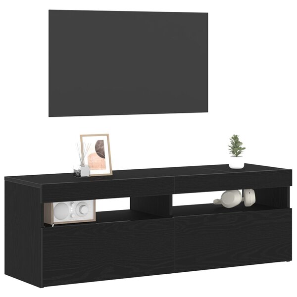 TV szekrény LED-del Fekete tölgy 120 x 35 x 40 cm Faanyag