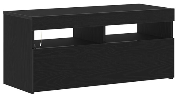 TV szekrény 90 x 35 x 40 cm Fekete tölgy Szerelt Fa