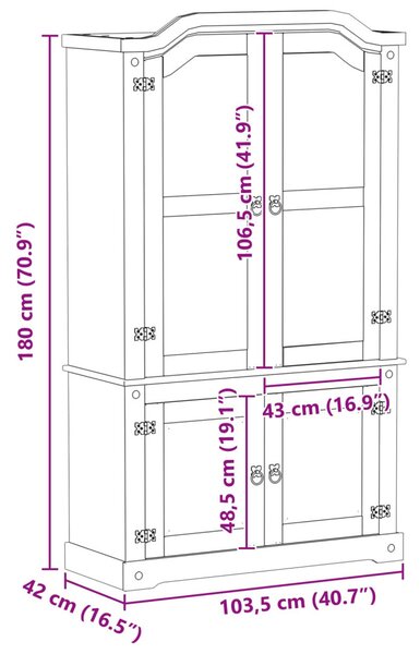 Kiállító szekrény Fehér 103,5 x 42 x 180 cm Tömör fenyőfa