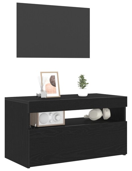 TV szekrény LED-del Fekete tölgy 75 x 35 x 40 cm Faanyag