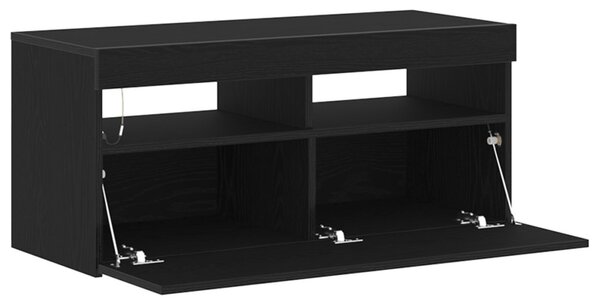 TV szekrény 90 x 35 x 40 cm Fekete tölgy Szerelt Fa