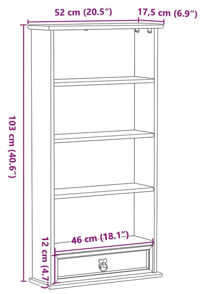 CD tároló Fehér 52 x 17.5 x 103 cm Tömör fenyőfa
