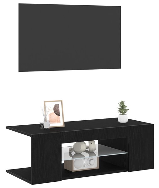 TV szekrény 90 x 39 x 30 cm Fekete tölgy Szerelt Fa