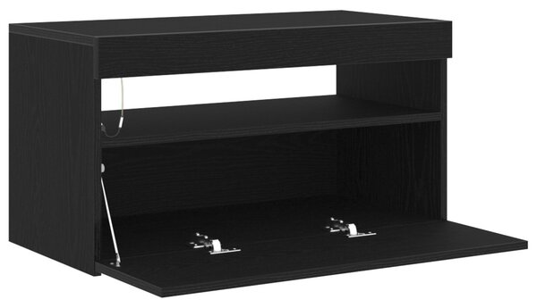 TV szekrény LED-del Fekete tölgy 75 x 35 x 40 cm Faanyag