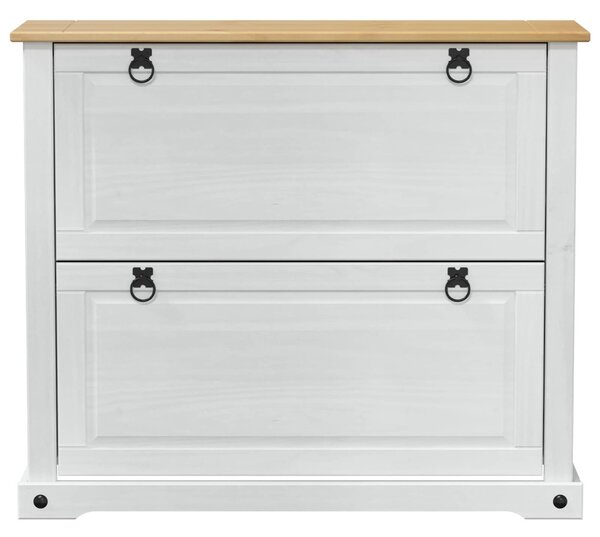 Cipőszekrény Corona Fehér 99 x 32 x 85 cm Tömör fenyőfa