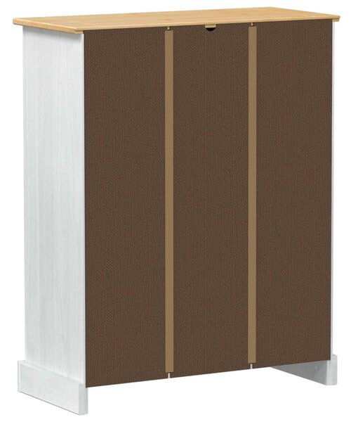 Cipőszekrény polcokkal Fehér 86 x 38,5 x 108 cm Tömör fenyőfa