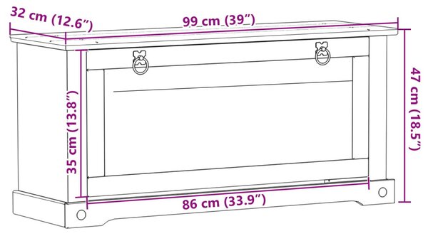 Cipőszekrény Corona Fehér 99 x 32 x 49 cm Tömör fenyőfa