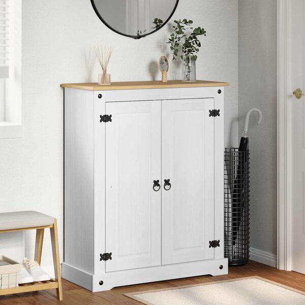 Cipőszekrény polcokkal Fehér 86 x 38,5 x 108 cm Tömör fenyőfa