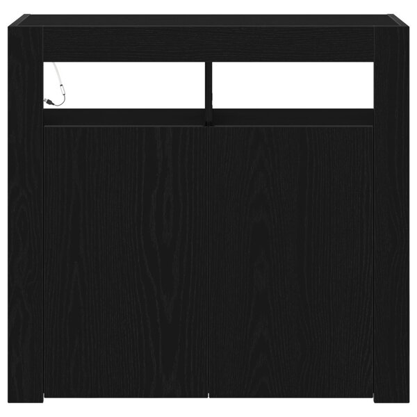 Fekete tölgy komód LED világítással, 80x35x75 cm, MDF