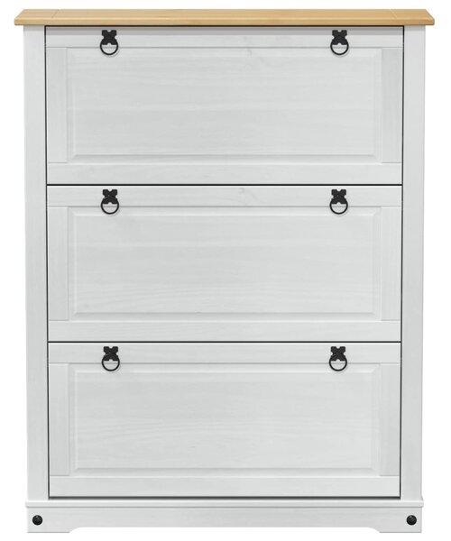 Cipőszekrény Corona Fehér 99 x 32 x 122 cm Tömör fenyőfa