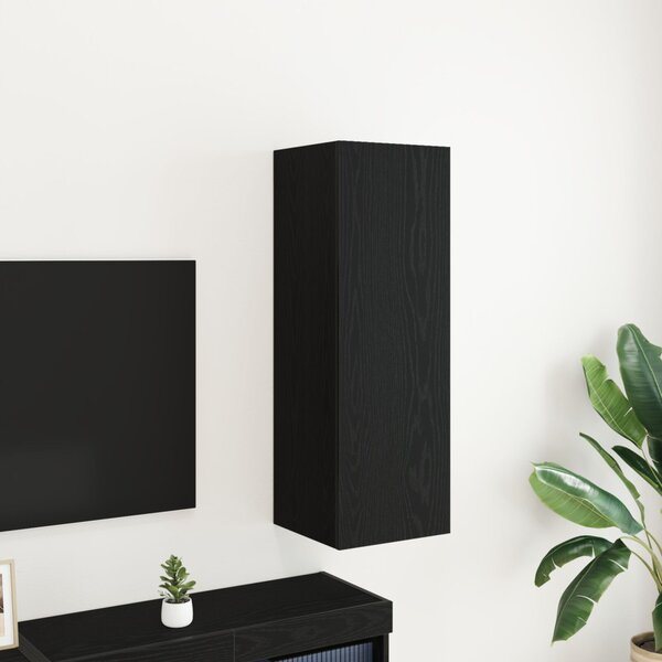 Fali TV Szekrény 30,5 x 30 x 90 cm Fekete tölgy Szerelt Fa