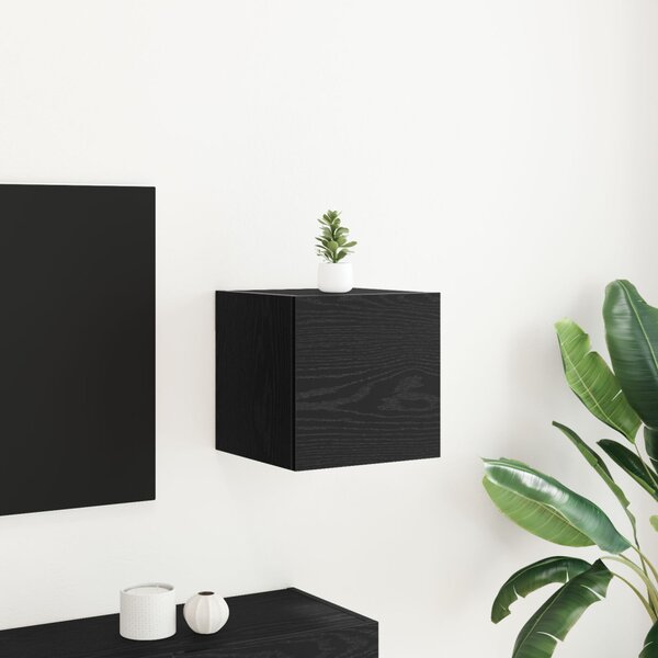 Fali TV Szekrény Fekete Tölgy 30,5 x 30 x 30 cm Szerelt Fa