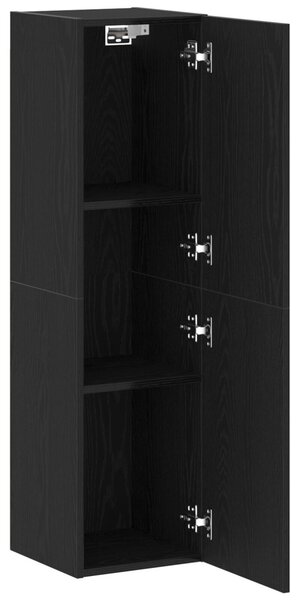 Fali TV Szekrény 30,5 x 30 x 110 cm Fekete tölgy Szerelt Fa