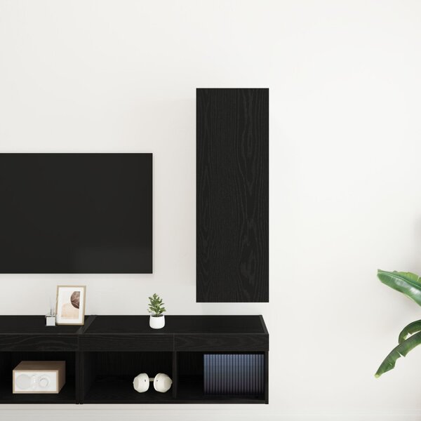 Fali TV Szekrény 30,5 x 30 x 90 cm Fekete tölgy Szerelt Fa