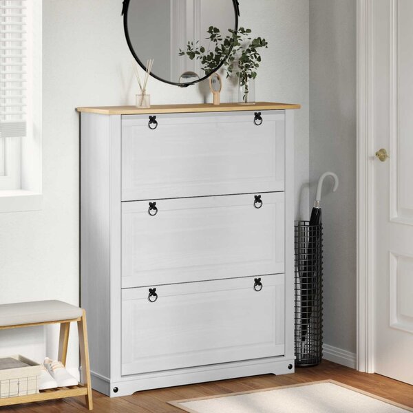 Cipőszekrény Corona Fehér 99 x 32 x 122 cm Tömör fenyőfa