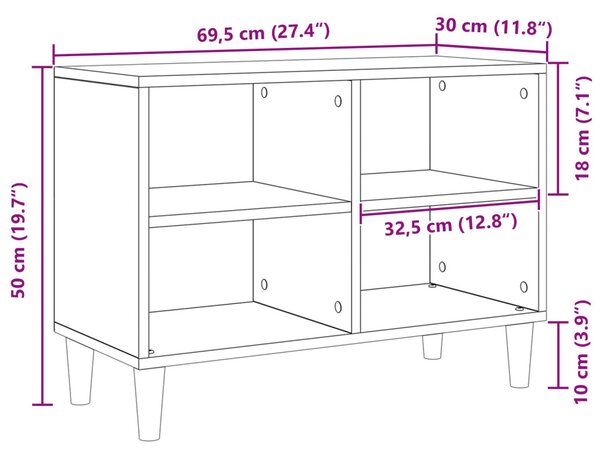 TV szekrény fa lábbal régi fa 69.5x30x50 cm